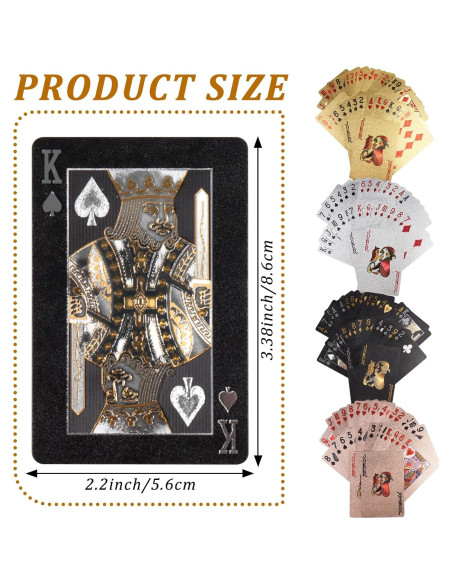 4 Barajas de Cartas de Juego Impermeables KKONHII 57x87mm