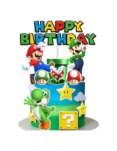 14 Adornos para Pastel Super Bros - Decoración Cumpleaños Niños