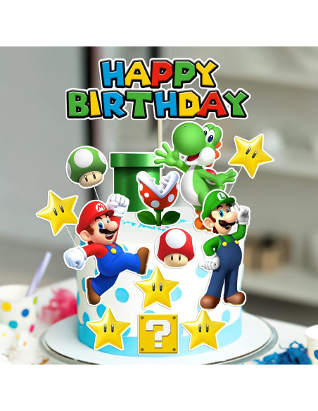 14 Adornos para Pastel Super Bros - Decoración Cumpleaños Niños