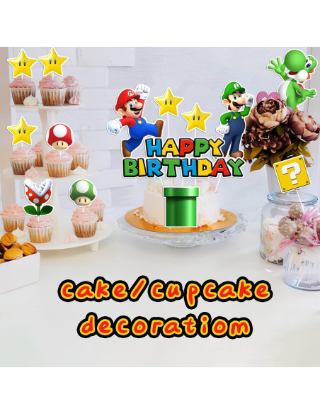14 Adornos para Pastel Super Bros - Decoración Cumpleaños Niños