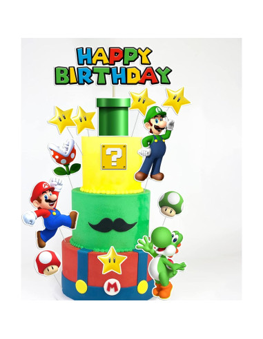 14 Adornos para Pastel Super Bros - Decoración Cumpleaños Niños