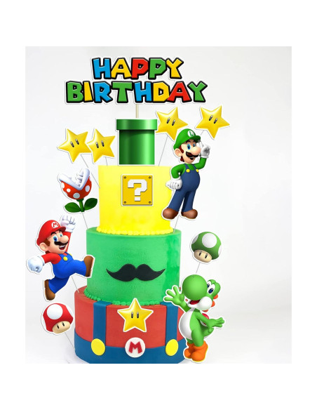 14 Adornos para Pastel Super Bros - Decoración Cumpleaños Niños