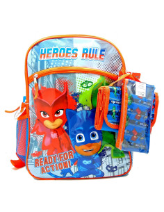 Mochila PJ Masks 16" con Lunch Box - Juego 5 Piezas Niños