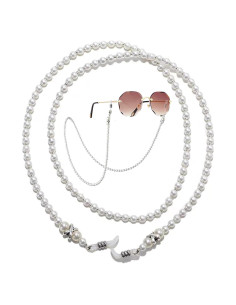 Cadena de Gafas de Perlas Blancas para Mujeres 69 cm