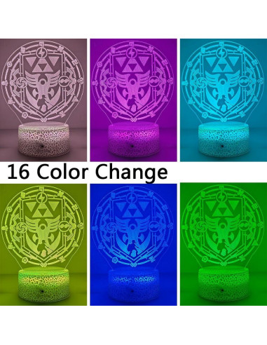 Luz Nocturna 3D Legend of Zelda Mzcyfuy Control Remoto 16 Colores