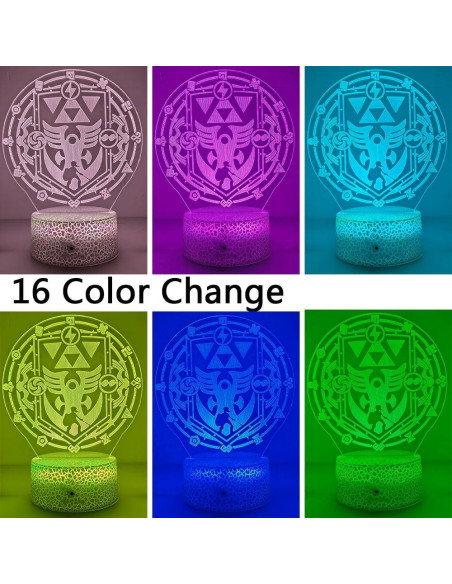 Luz Nocturna 3D Legend of Zelda Mzcyfuy Control Remoto 16 Colores