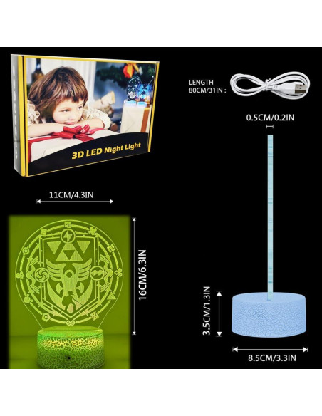 Luz Nocturna 3D Legend of Zelda Mzcyfuy Control Remoto 16 Colores