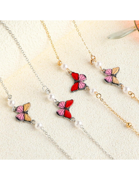 Cadena de Gafas para Mujeres 2 PCS con Perlas de Mariposa