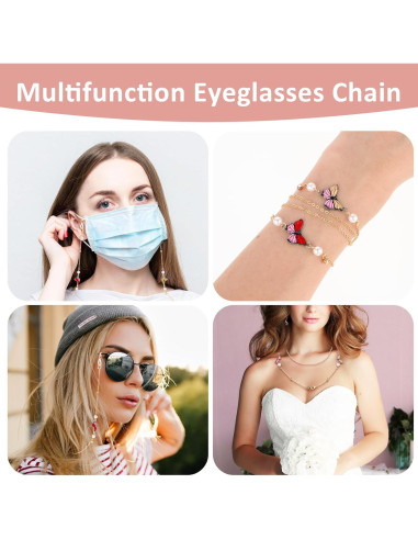 Cadena de Gafas para Mujeres 2 PCS con Perlas de Mariposa