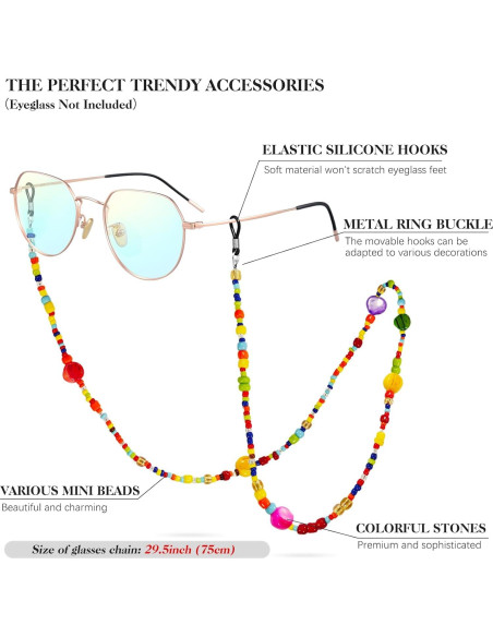 Cadena de Gafas Elegante con Perlas para Mujeres 74.93 cm