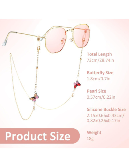 Cadena de Gafas para Mujeres 2 PCS con Perlas de Mariposa