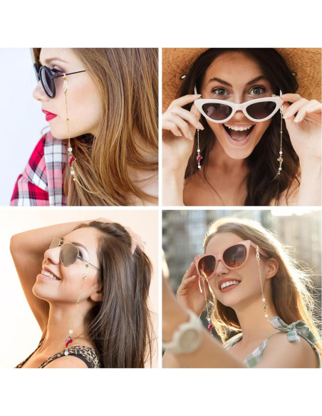 Cadena de Gafas para Mujeres 2 PCS con Perlas de Mariposa