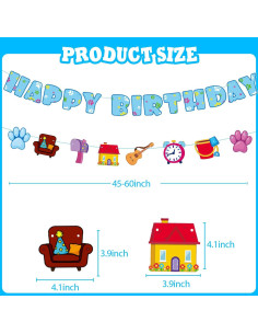 Banner de Cumpleaños de Perro Azul - Decoración Temática 137cm 2
