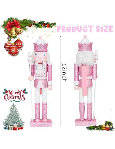 Adorno Navideño Cascanueces Rosa 30.48 cm Madera CynynYxy