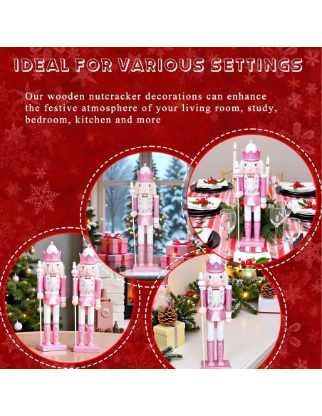 Adorno Navideño Cascanueces Rosa 30.48 cm Madera CynynYxy