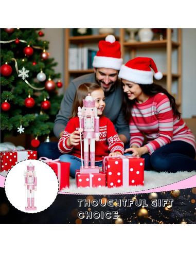 Adorno Navideño Cascanueces Rosa 30.48 cm Madera CynynYxy