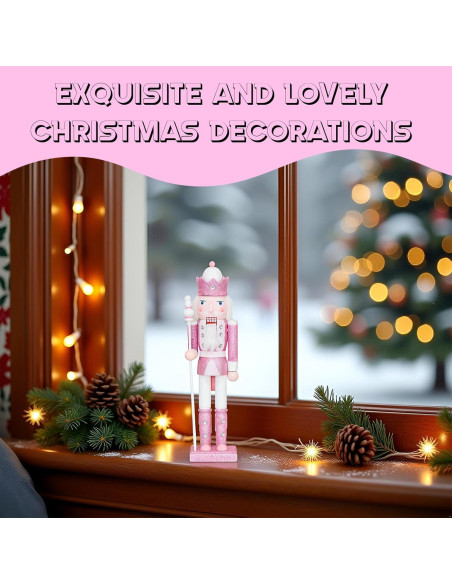 Adorno Navideño Cascanueces Rosa 30.48 cm Madera CynynYxy