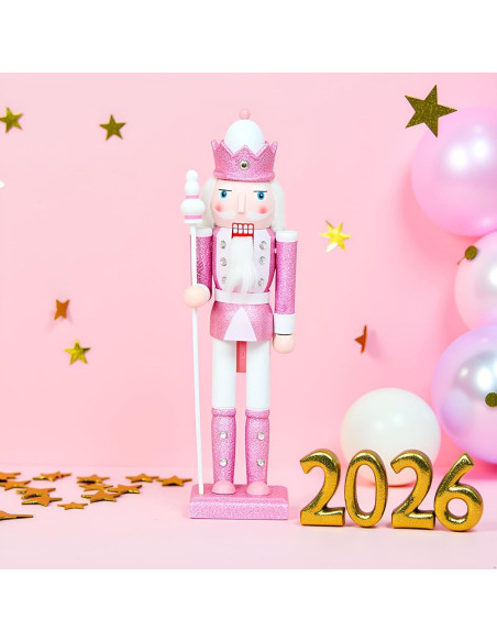 Adorno Navideño Cascanueces Rosa 30.48 cm Madera CynynYxy