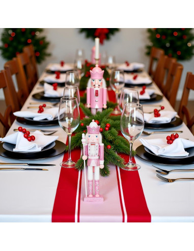 Adorno Navideño Cascanueces Rosa 30.48 cm Madera CynynYxy