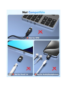 Adaptador Lightning a USB C MoKo 4 Pack Negro 35W 2