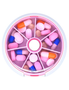 Organizador de Pastillas Giratorio INVODA Rosa 9cm Compacto