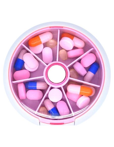 Organizador de Pastillas Giratorio INVODA Rosa 9cm Compacto