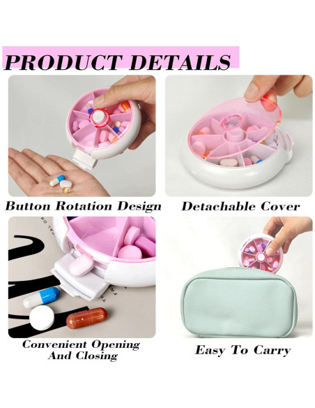 Organizador de Pastillas Giratorio INVODA Rosa 9cm Compacto