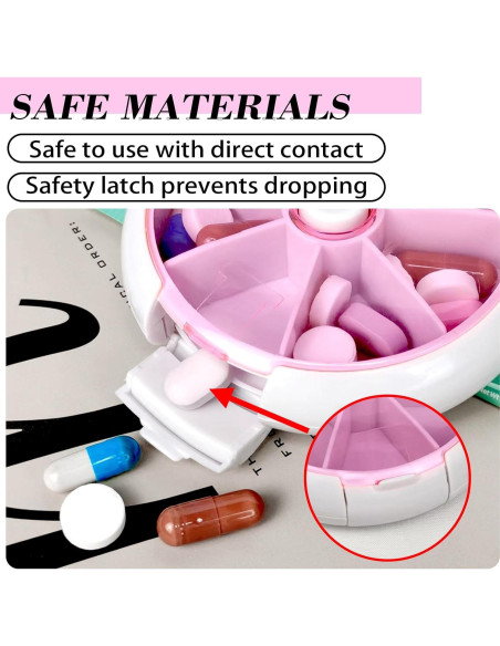 Organizador de Pastillas Giratorio INVODA Rosa 9cm Compacto