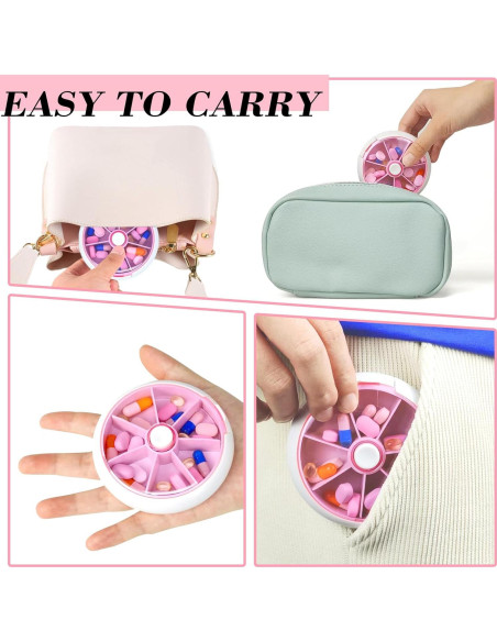 Organizador de Pastillas Giratorio INVODA Rosa 9cm Compacto