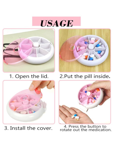 Organizador de Pastillas Giratorio INVODA Rosa 9cm Compacto