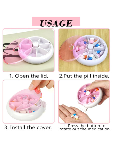 Organizador de Pastillas Giratorio INVODA Rosa 9cm Compacto