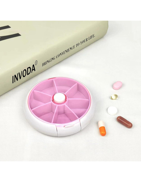 Organizador de Pastillas Giratorio INVODA Rosa 9cm Compacto