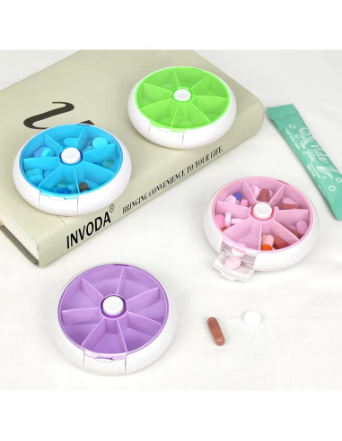 Organizador de Pastillas Giratorio INVODA Rosa 9cm Compacto