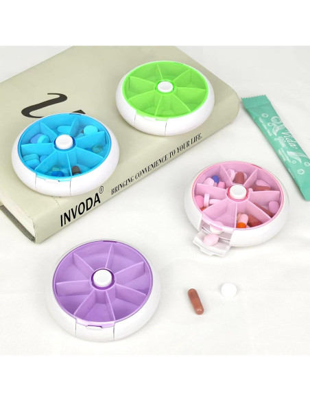 Organizador de Pastillas Giratorio INVODA Rosa 9cm Compacto