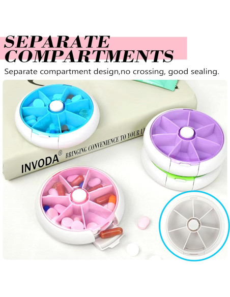 Organizador de Pastillas Giratorio INVODA Rosa 9cm Compacto
