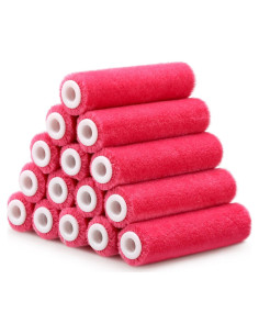 Rodillos de Pintura Mini Leumoi 24 Piezas 10.16 cm Mohair Rosa