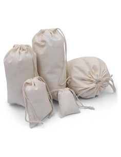 100 Bolsas de Muselina de Algodón 20x25 cm Reutilizables Premium