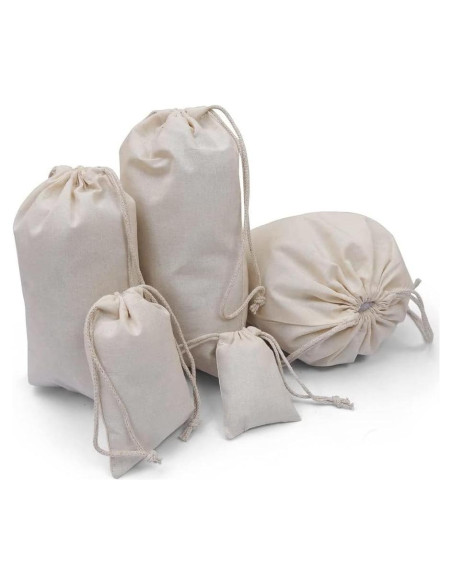 100 Bolsas de Muselina de Algodón 20x25 cm Reutilizables Premium