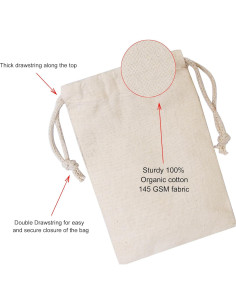100 Bolsas de Muselina de Algodón 20x25 cm Reutilizables Premium 2