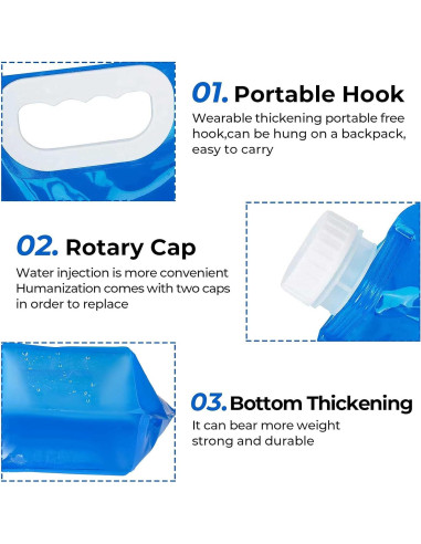 Contenedor de Agua Plegable Hakkin 4 Piezas 5L Libre BPA