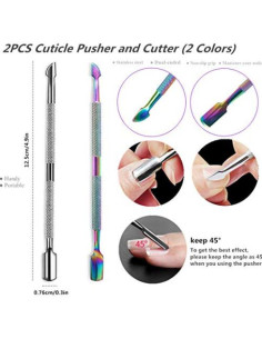 Cortador y Empujador de Cutículas FULINJOY Acero Inoxidable 2PCS 2