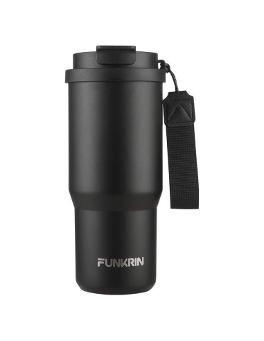 Taza de café aislada Funkrin 24oz con tapa y popote - Cerámica