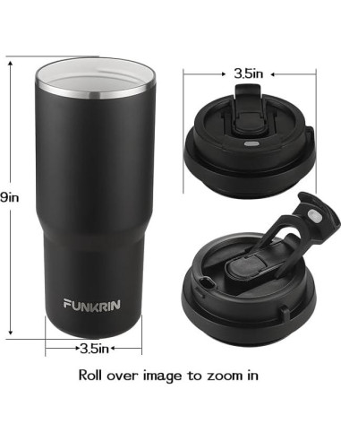 Taza de café aislada Funkrin 24oz con tapa y popote - Cerámica