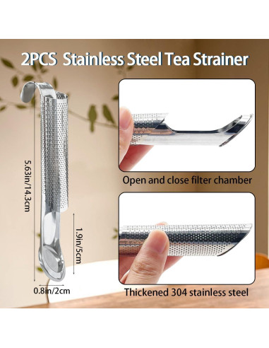 Infusor de Té de Acero Inoxidable Genérico 14.3 cm - 2 Piezas