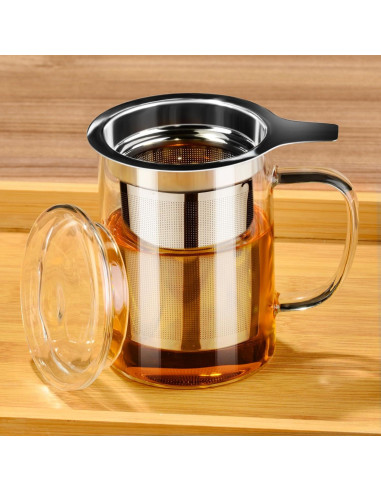 Taza de Té PARACITY de Borosilicato 450ml con Infusor Acero