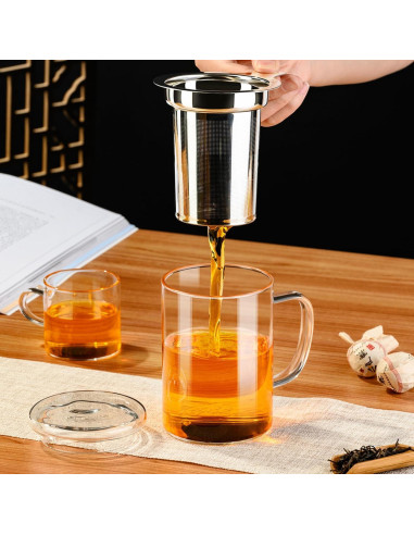 Taza de Té PARACITY de Borosilicato 450ml con Infusor Acero