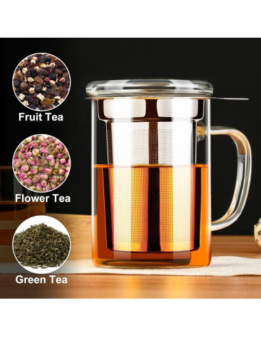 Taza de Té PARACITY de Borosilicato 450ml con Infusor Acero