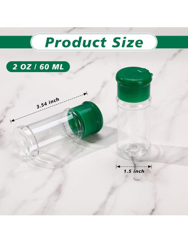100 Tarros de Plástico para Especias Amyhill 60ml Verde