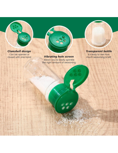 100 Tarros de Plástico para Especias Amyhill 60ml Verde