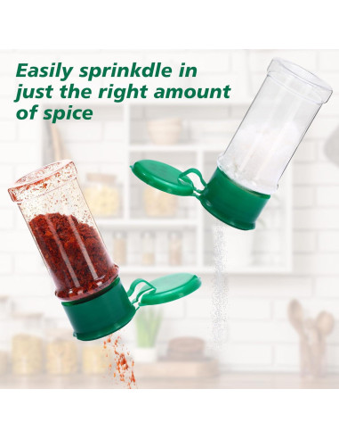 100 Tarros de Plástico para Especias Amyhill 60ml Verde